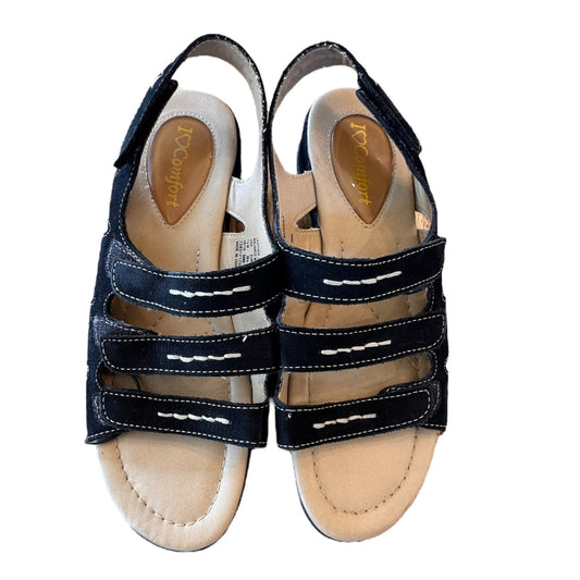 Sandals Flats By I LOVE COMFORT In Black, Size:7.5