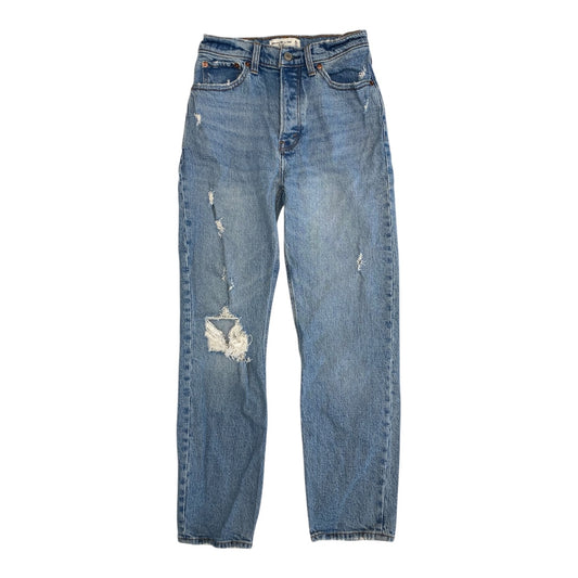 Jeans Straight By Abercrombie And Fitch In Blue Denim, Size:0