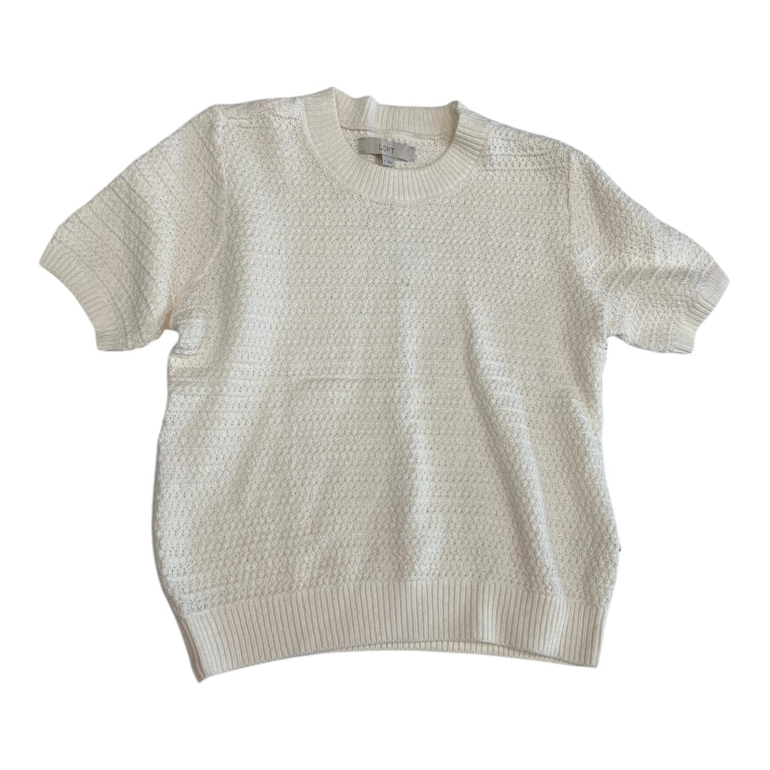 Sweater Ss By Loft In Cream, Size:M