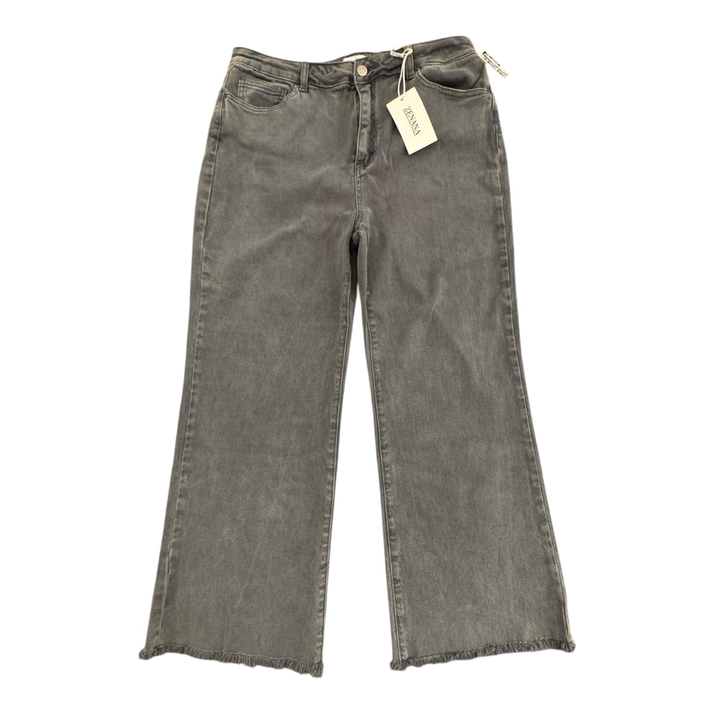 Jeans Straight By Zenana Outfitters In Grey, Size:Xl