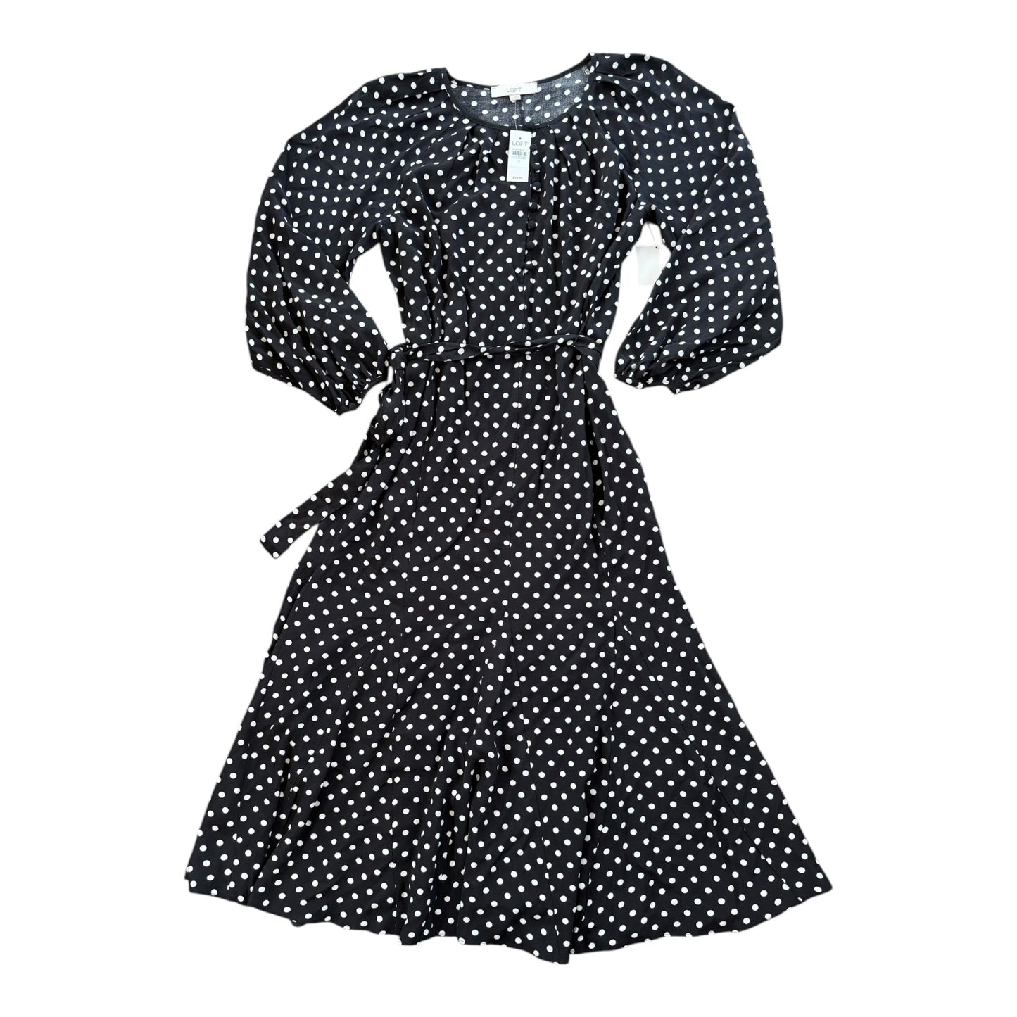 Dress Casual Midi By Loft In Polkadot Pattern, Size:6