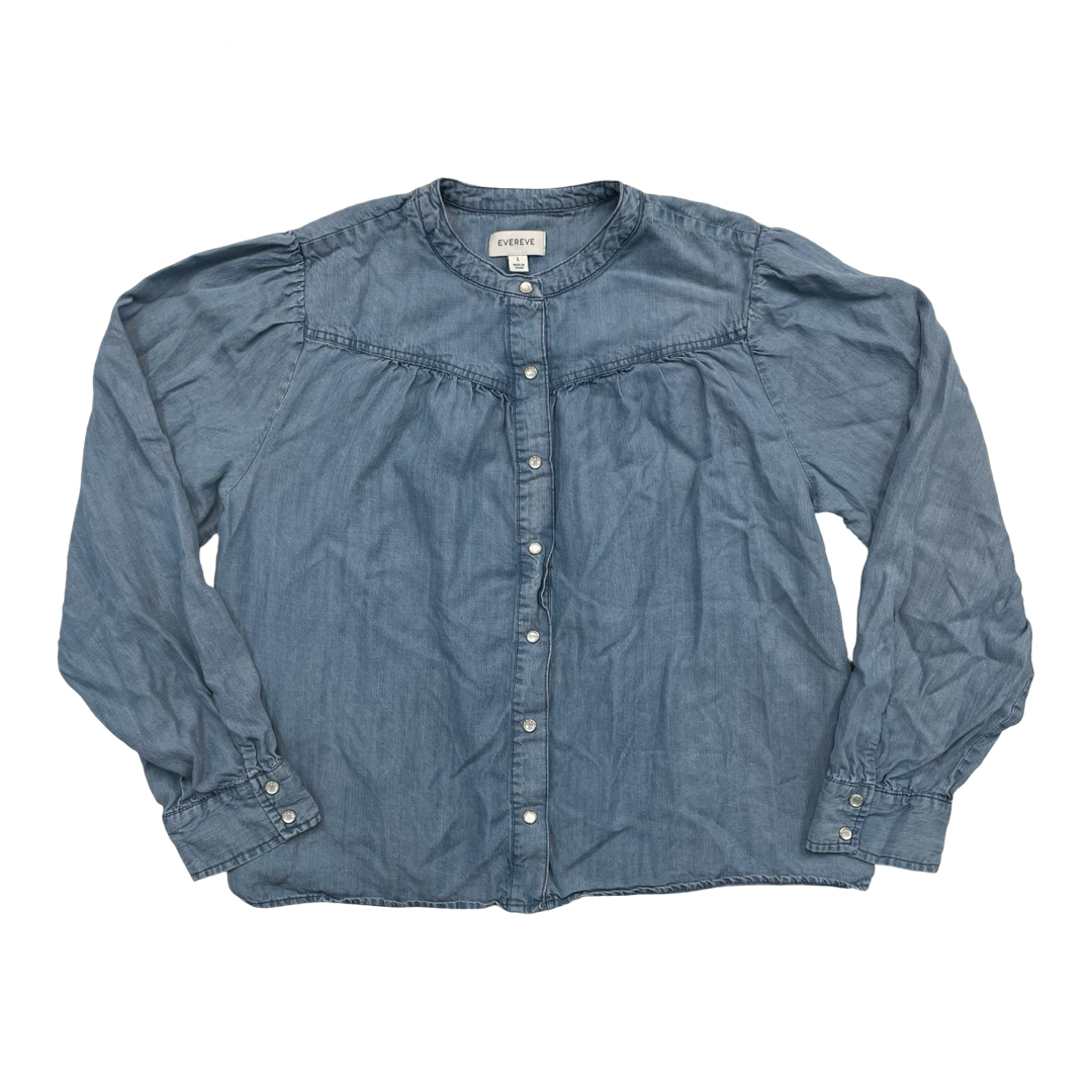 Top Ls By Evereve In Blue Denim, Size:L