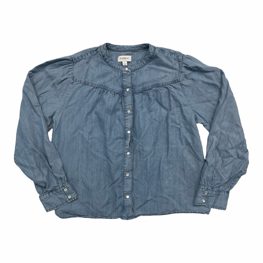 Top Ls By Evereve In Blue Denim, Size:L