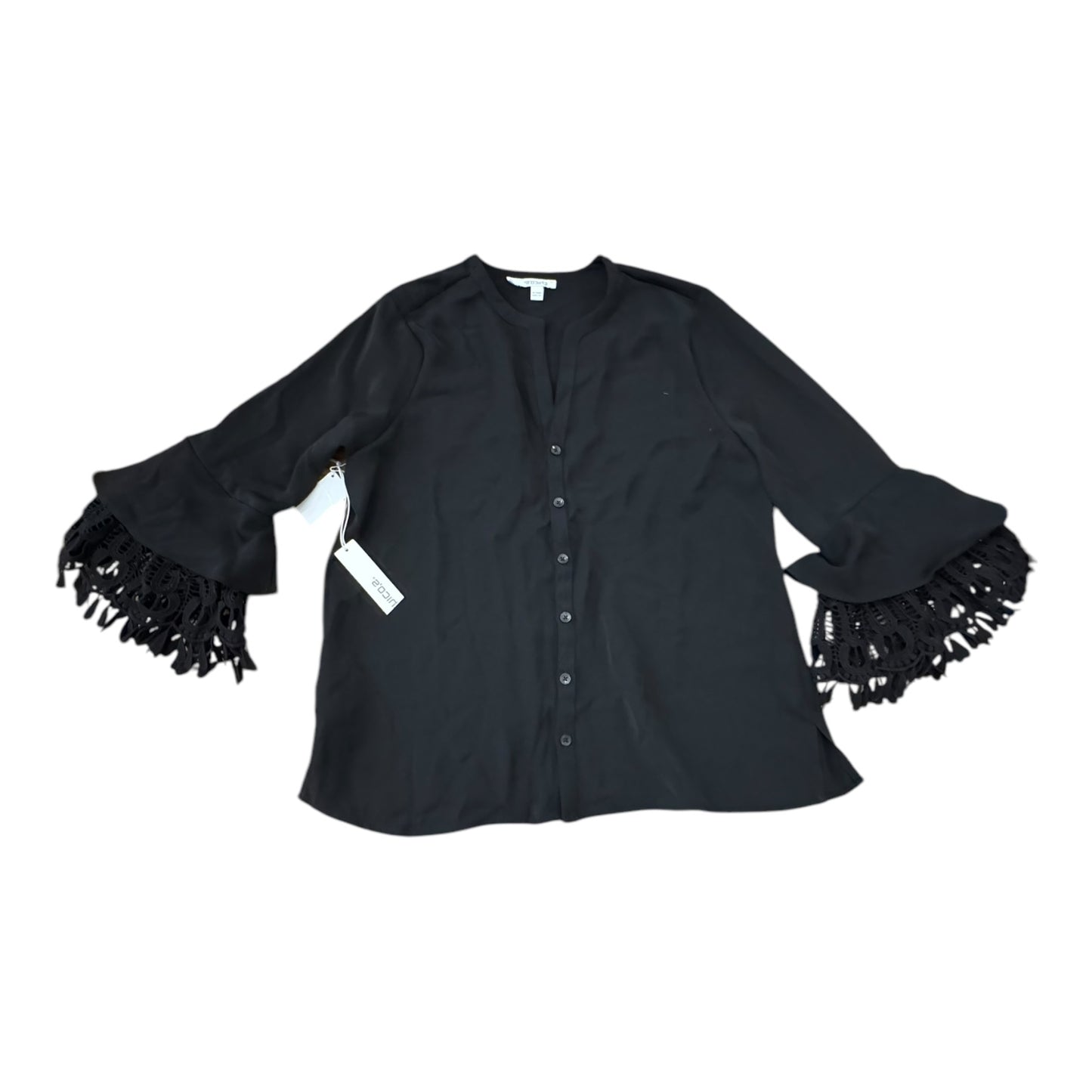 Top 3/4 Sleeve By Chicos In Black, Size:8