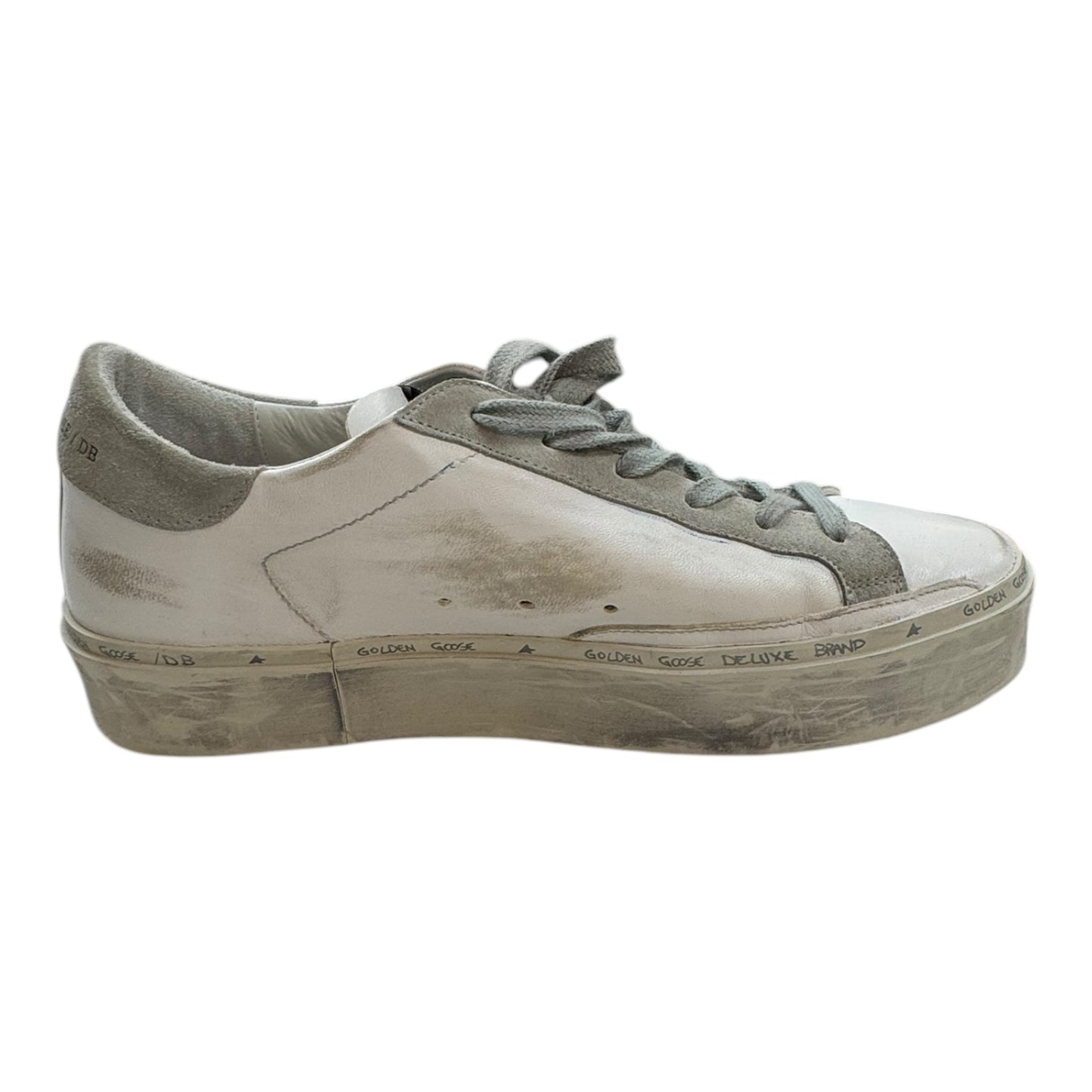 Shoes Luxury Designer By Golden Goose In Grey & White, Size:7.5