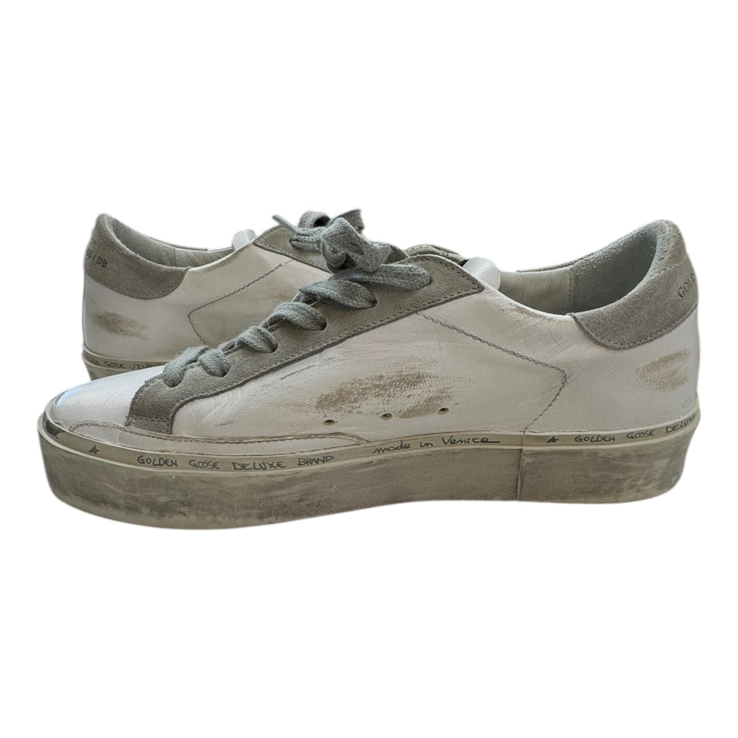 Shoes Luxury Designer By Golden Goose In Grey & White, Size:7.5