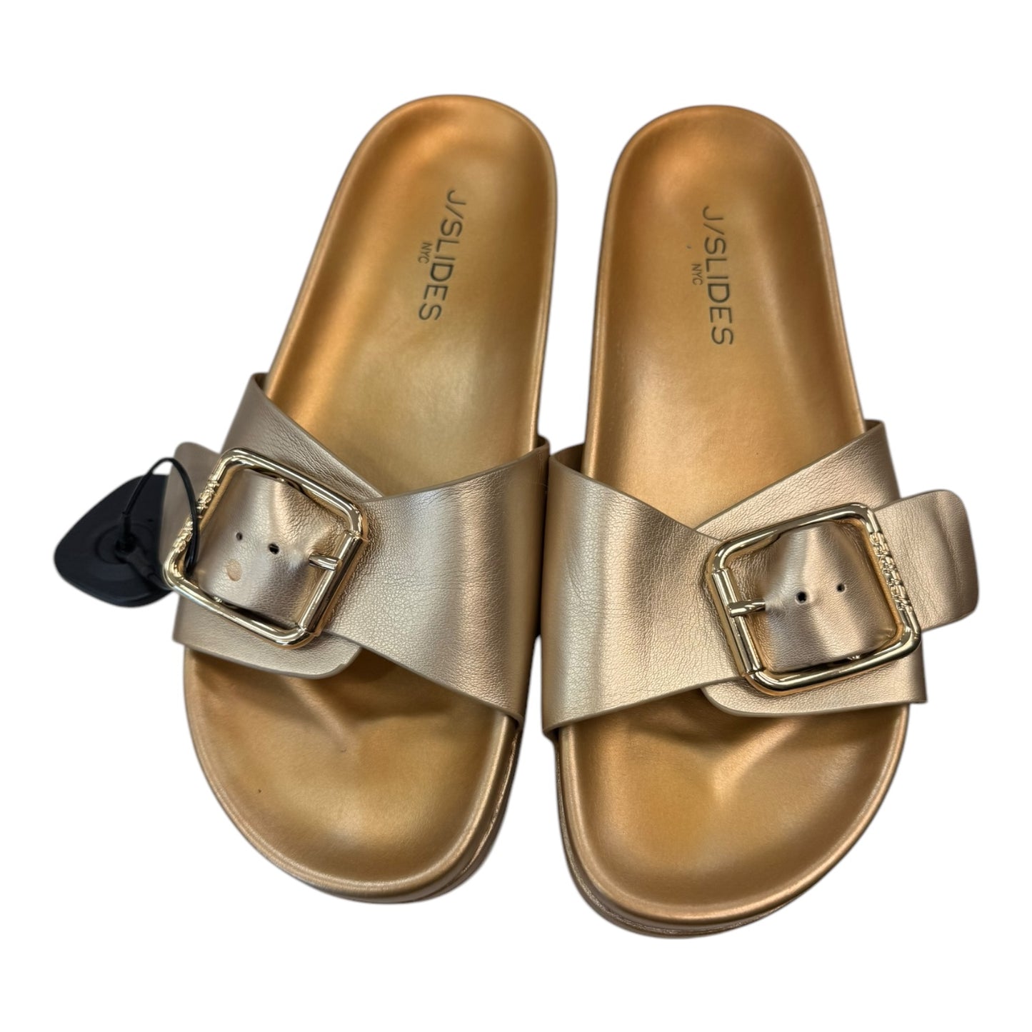 Sandals Flats By J Slides In Gold, Size:7