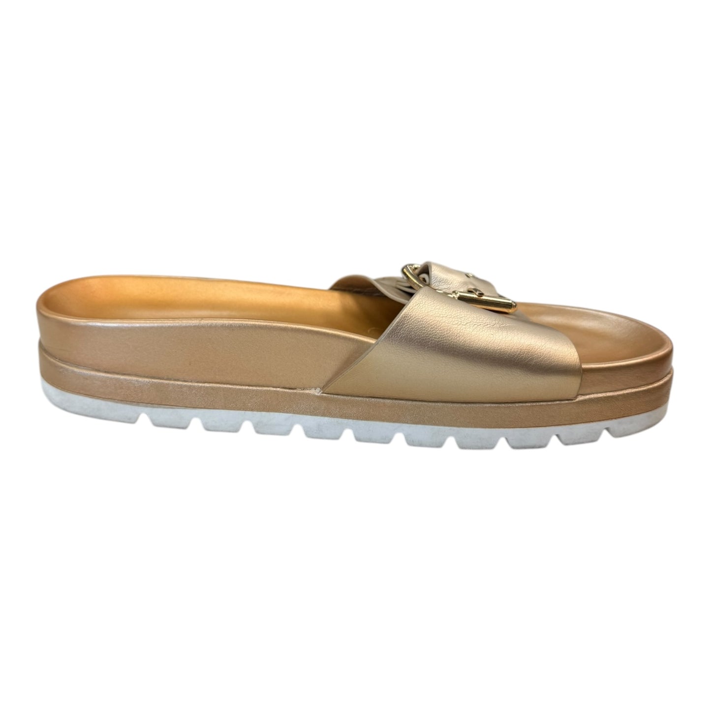 Sandals Flats By J Slides In Gold, Size:7