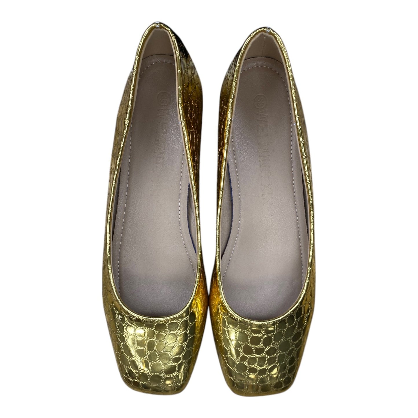 Shoes Heels Block By WEI MING XIN In Gold, Size:8.5