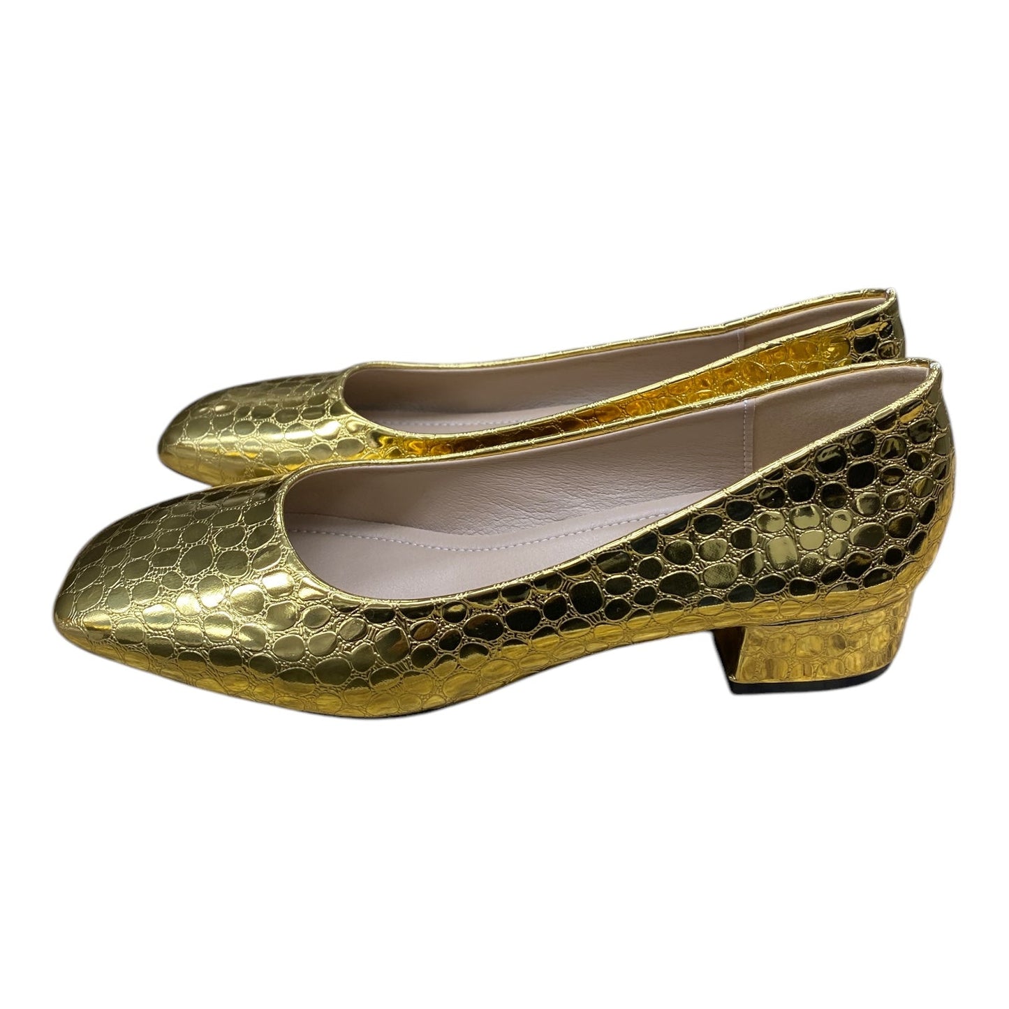 Shoes Heels Block By WEI MING XIN In Gold, Size:8.5