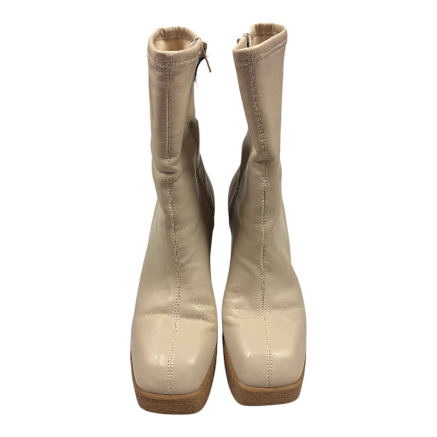 Boots Ankle Heels By Chinese Laundry In Cream, Size:9.5