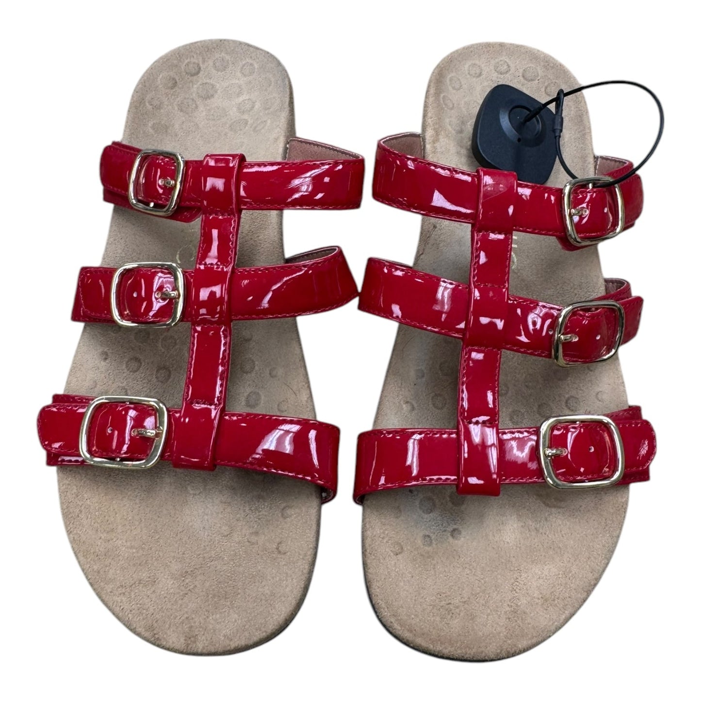 Sandals Flats By Vionic In Red & Tan, Size:10