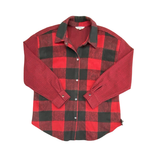 Jacket Shirt By Steve Madden In Black & Red, Size:Xl