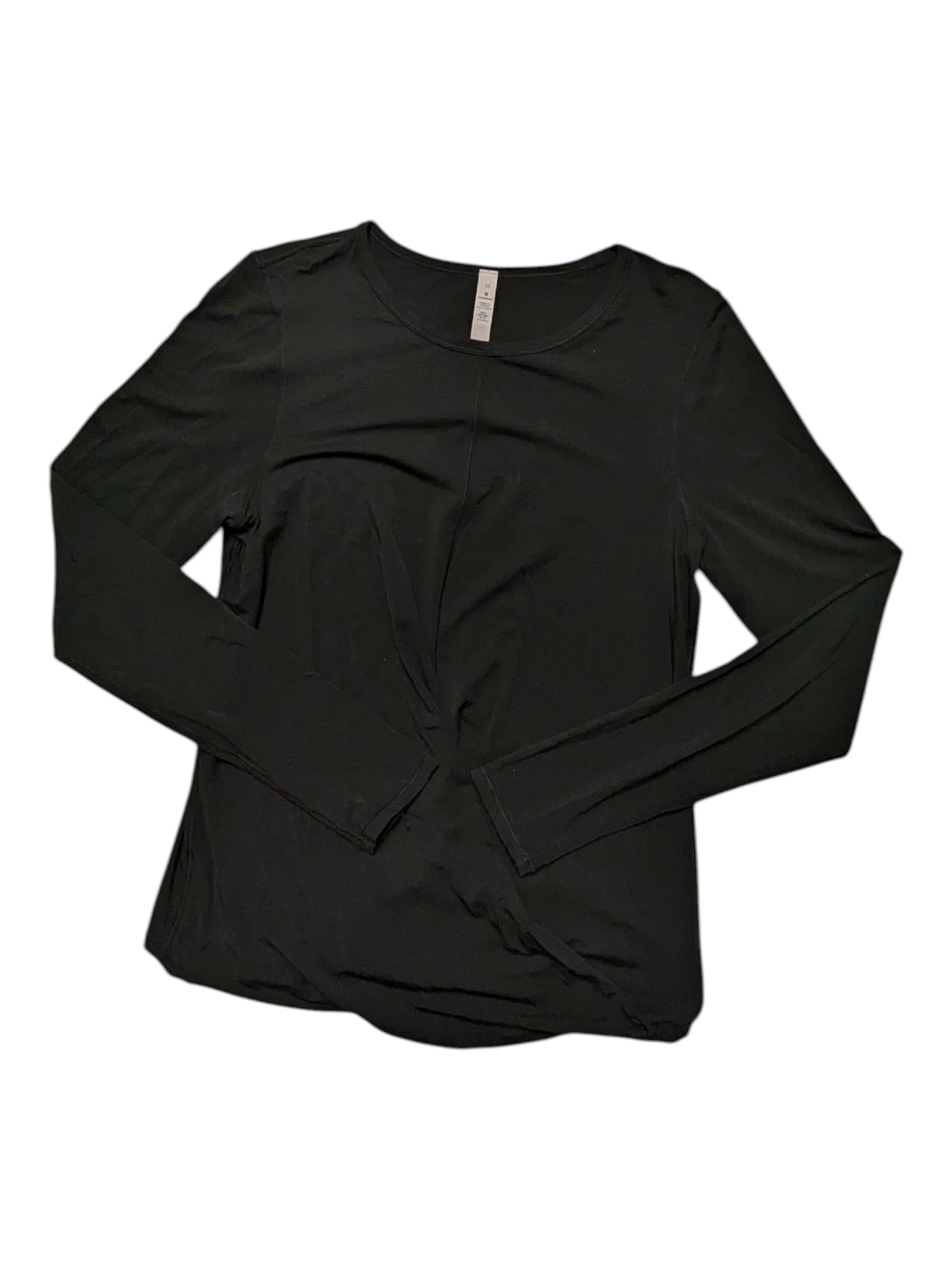 Athletic Top Ls Crewneck By Lululemon In Black, Size:10