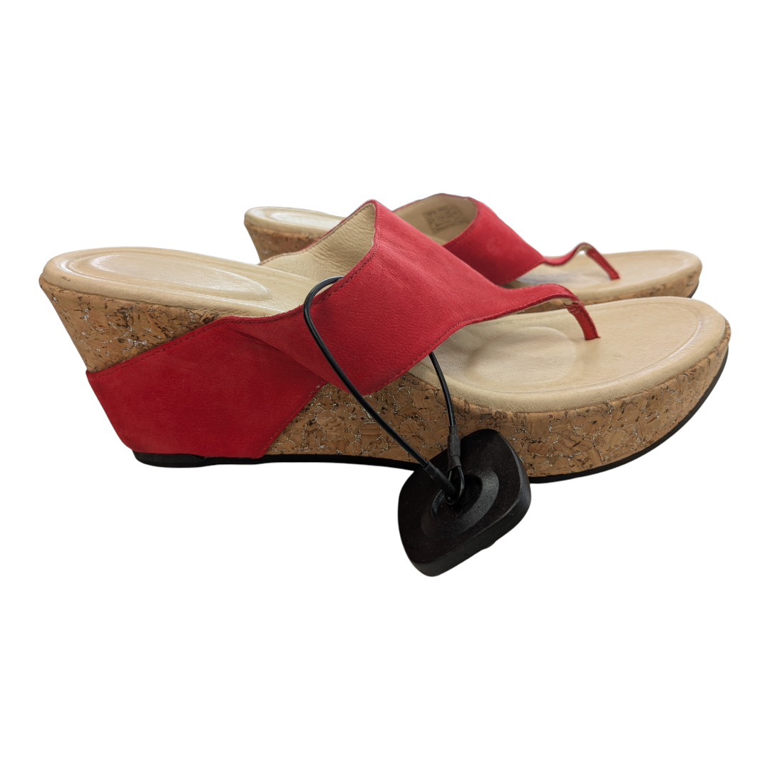Sandals Heels Wedge By Cmc In Red, Size:8.5