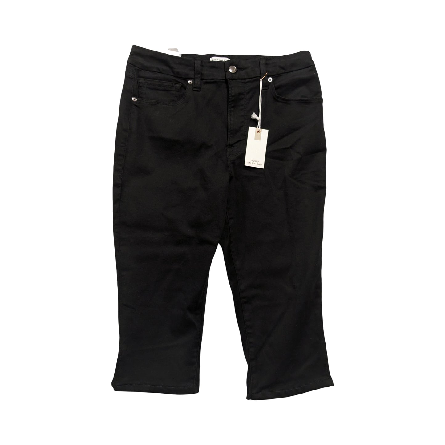 Jeans Cropped By Good American In Black Denim, Size:14