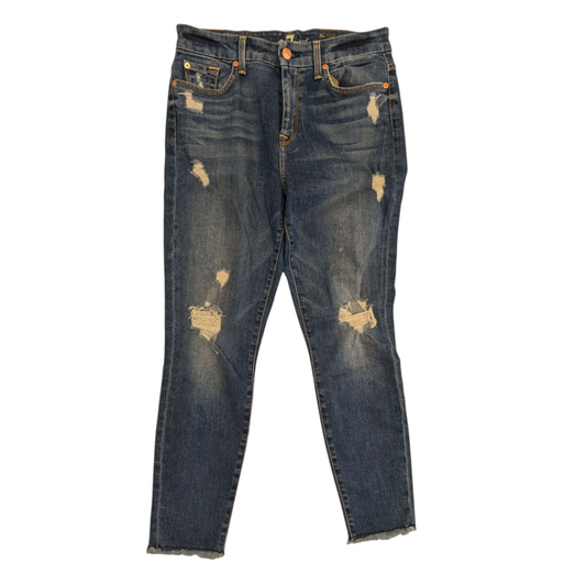Jeans Straight By 7 For All Mankind In Blue Denim, Size:6