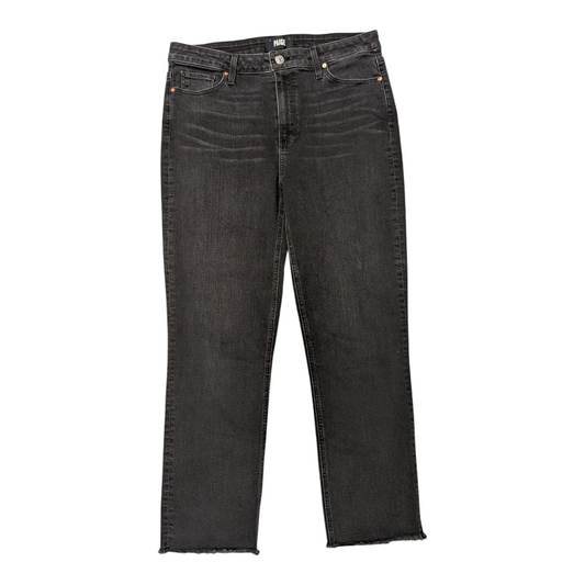 Jeans Straight By Paige In Black Denim, Size:12