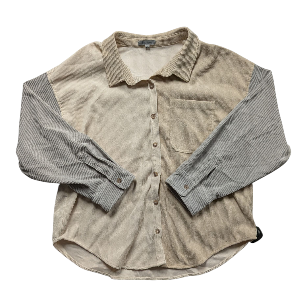 Jacket Shirt By Wishlist In Cream & Grey, Size:M