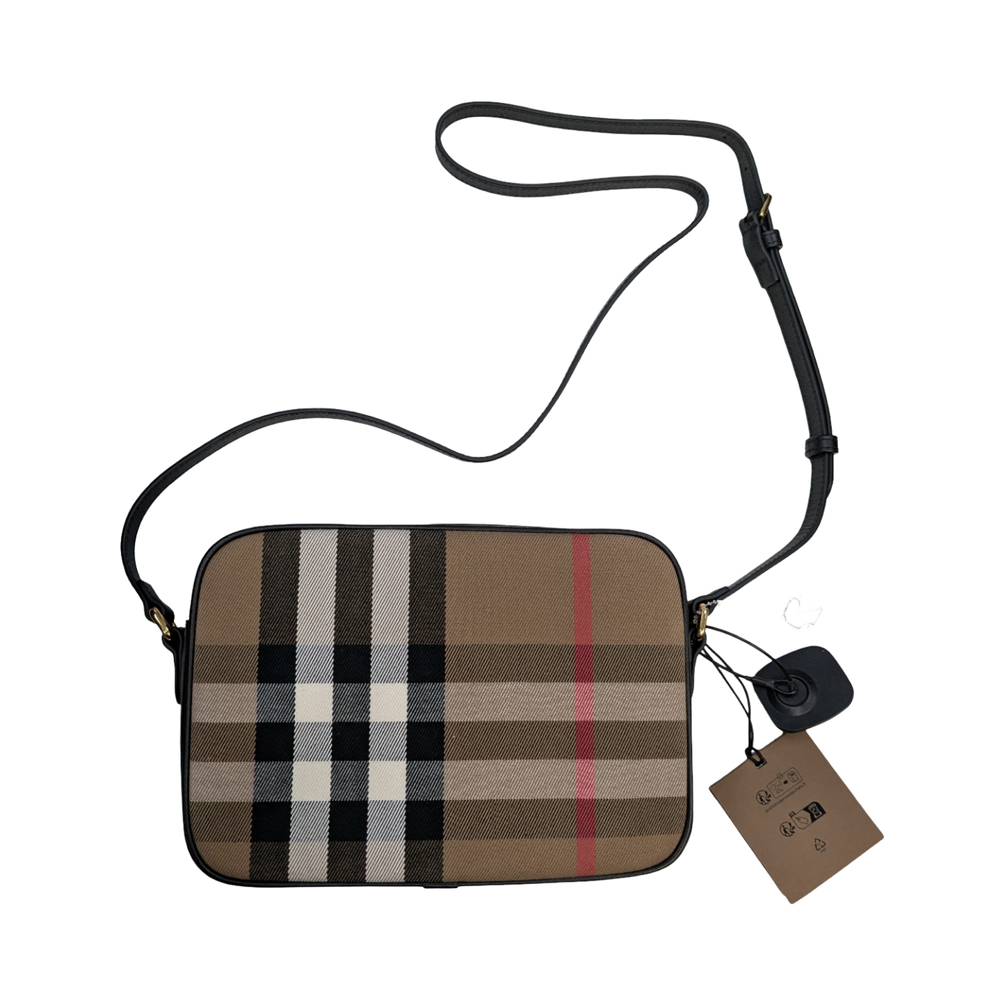 Handbag Luxury Designer By Burberry In Black & Brown, Size:Medium