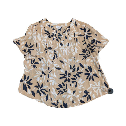 Top Ss By Liz Claiborne In Tan & White, Size:2X