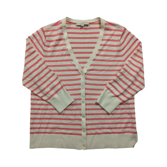 Sweater Cardigan By Loft In Striped Pattern, Size:Xl