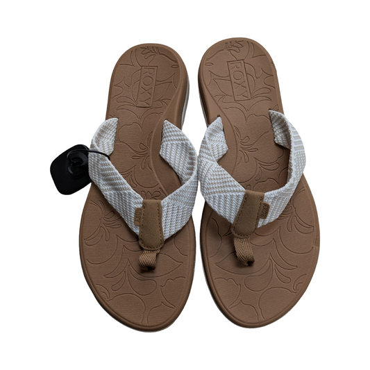 Sandals Flip Flops By Roxy In Cream, Size:10